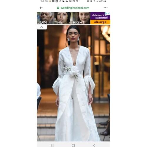 2021 White Mordern Jumpsuit Prom Dresses Evening Gown Long Sleeves Satin Women Prom Party Dress