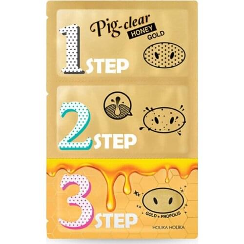 HOLIKA HOLIKA Pig Nose Clear Black Head 3 Step Kit Honey Remove Blackhead Dot Acne Peeling Mask Facial Nosemask Korea Cosmetics