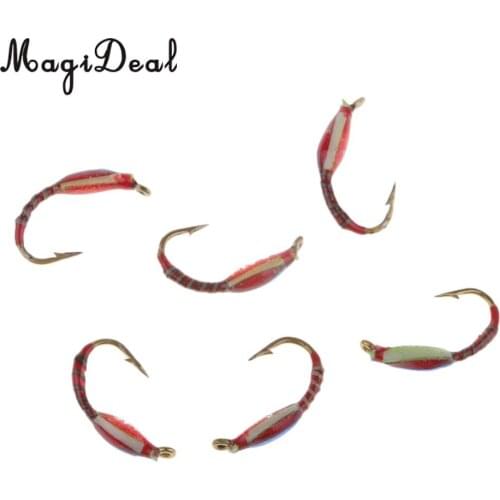 6pcs Buzzer Nymph Flies Trout Fishing Lure Bait Vivid Fly Fishing Flies Set for Bass, Bream, Trout