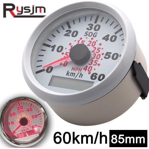 85mm GPS Speedometer for Motorcycle Car Marine Boat ATV 0-40 MPH 0-60 Km/h Odometer Speed Gauge Red 9-32V Waterproof Universal