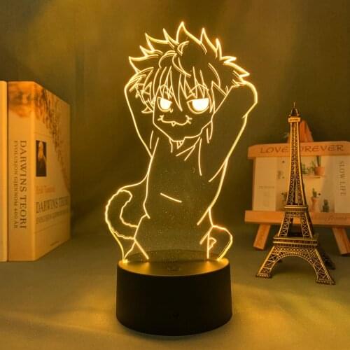 Acrylic 3d Lamp Anime Hunter X Hunter Killua for Bedroom Decor Nightlight Birthday Gift Led Night Light Manga Hxh Killua Cat