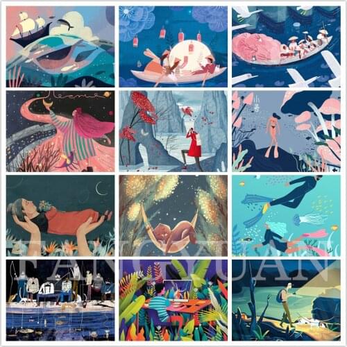 Diy 5D Diamond Painting Abstract Protrait Cartoon Illustration Full Square Drill Kit Embroidery Cross Stitch Handmade Artwork