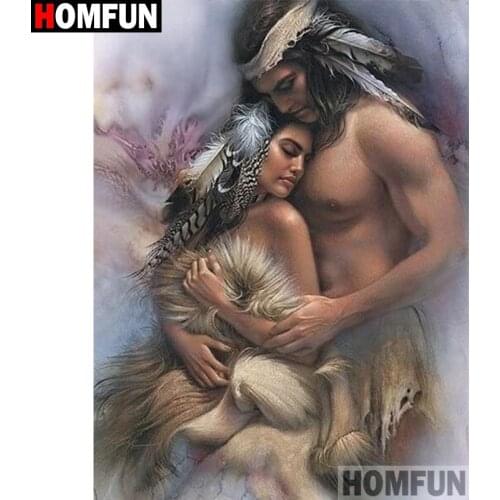 HOMFUN Diamond Painting "Couple character"Cross Stitch Custom Photo Diamond Embroidery Square Round Drill Home Decor A30220