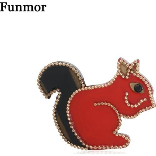 Funmor Delicate Squirrel Pins Acrylic Brooches Beads Alloy Jewelry For Women Children Dress Ht Accessories Party Banquet Bijoux