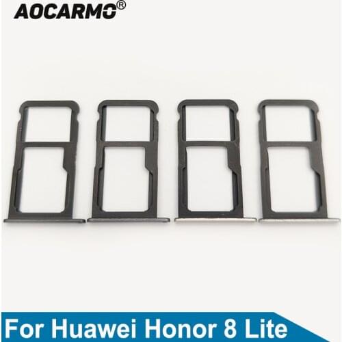 Aocarmo SD MicroSD Holder Nano Sim Card Tray Slot For Huawei Honor 8 Lite Replacement Part