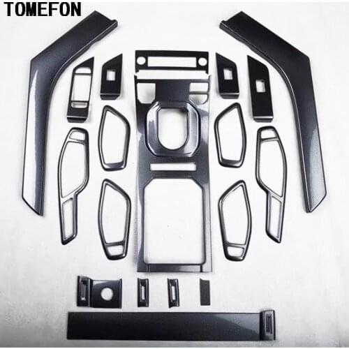 For Range Rover Evoque 2015 to 2018 ABS Carbon Fiber Paint Interior Door Handle Window Switch Gear Panel Air Vent Trim 19pcs