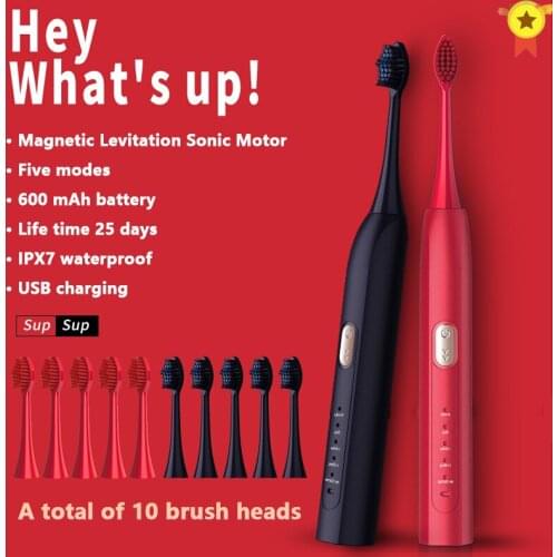 X1 Sonic Xiomi Electric Toothbrush Upgraded Adult Waterproof Ultrasonic Automatic Toothbrush USB Rechargeable 10 Brush Head