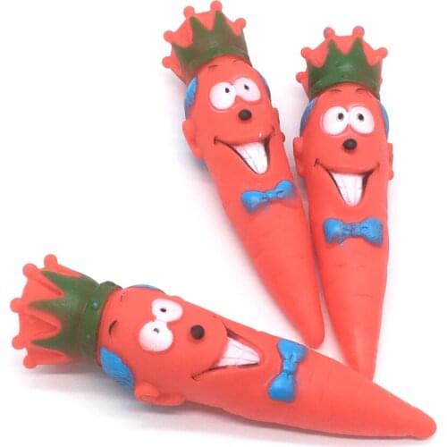 Puppy Pet Play Chew Toys Dogs Cats Pets Supplies Carrot Shape Rubber Squeaky Sound Toy Dog Molar Clean Teething Toys