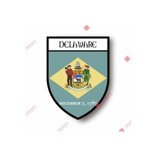 Personality Stickers Decal Souvenir Vinyl Car Shield City Flag World Crest Usa Delaware Racing Helmet Laptop Stickers