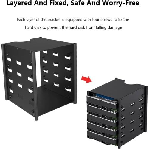 HDD Hard Disk Bracket DIY Hard Disk Box Acasis Drive Storage Rack HDD Case 5 Layers Hard Disk Shelf Organizer Box