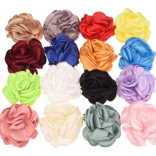 20PCS Satin Flowers Burning Flowers Boutique Hair Accessories Fashion Flower Accessory DIY Headwrap No Hairclip For Hairband