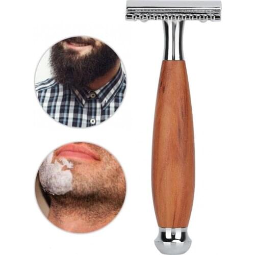 Shaving Brush Mens Classic Double Blade Safety Shaving Razor Manual Wood Handle Shaver Safety Razor