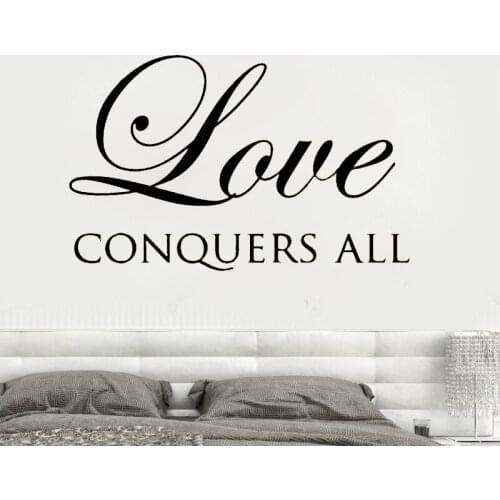 Scripture Wall Decal Quotes Love Conquers All Bedroom Wall Stickers Vinyl Removable Home Decor Bible Verse Family Decor SYY639