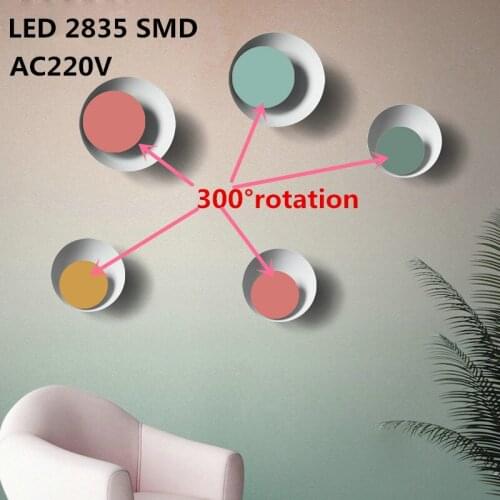 NEW Creative Nordic Wall Lights Used For Living Room Dining Room Bedroom Bedside Color Round LED Wall Lamp 300° Rotation AC220V