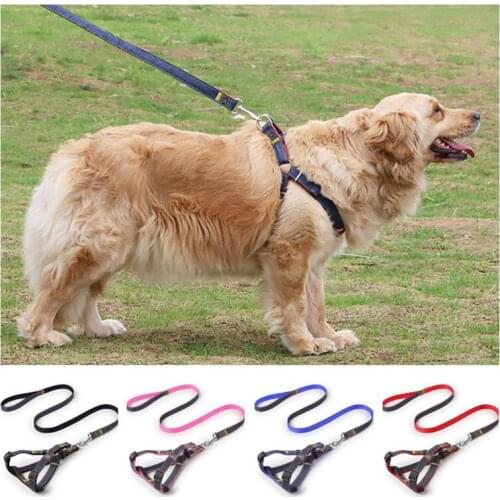 Adjustable Dog Leash Vest Denim Strong Outdoor Training Walking Pet Supplies Comfortable Collar Perro