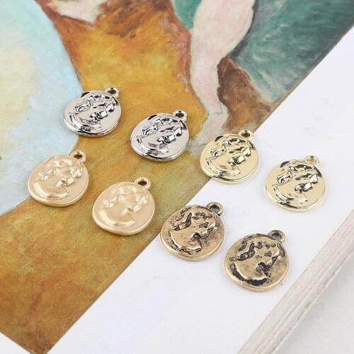 Ins beauty head European and American Retro Style Oval personality simple pendant DIY handmade necklace earrings accessories