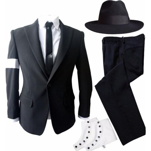 Rare MJ Michael Jackson Black Dangerous Bad Suit Skinny Blazers Outerwear Full Set For Fans Gift