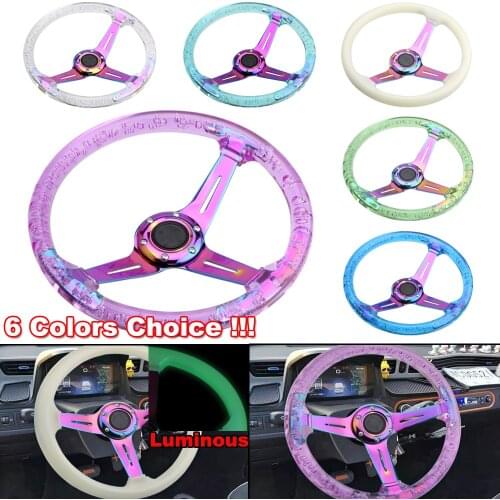 Universal 14 inch/350mm Neo Chrome Steering Wheel Car Auto Vehicle Racing Acrylic Alloy Transparent Ordinary Refits Replacement