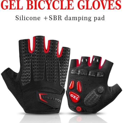 ROCKBROS Men Women Half Finger Bicycle Gloves Anti-slip Anti-sweat Breathable Sports Running Cycling Gloves MTB Bike Glove