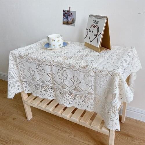 Vintage Lace Table Cloth White Decorative Tablecloth Dining Table Cover Cloth Textile Wedding Party Hotel Home Decor