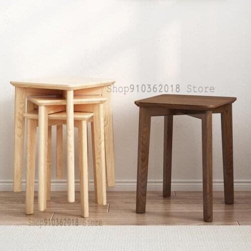 All Solid Wood Stool Household Adult Chair Square Stool Living Room Dining Table Stool Creative Low Stool Makeup Stool High Stoo