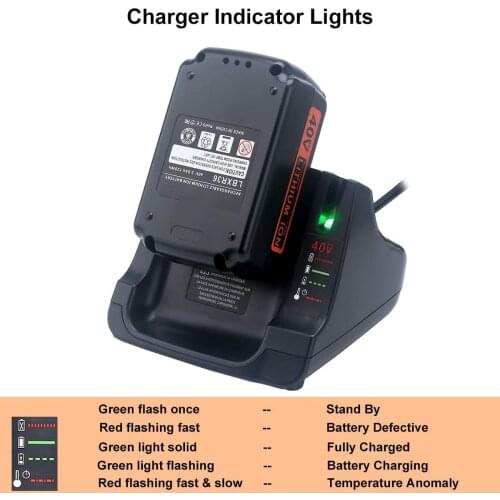 High Quality 40V MAX Fast Charger Suitable for Black & Decker LCS36 LCS40 36V New Lithium Ion Battery LBXR36 LBXR2036 LBX2540