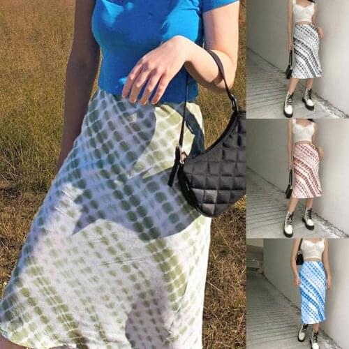 High Waist Mid-Calf Skirt Bodycon Skirt Tie Dye Frill Women High Waist Mid-Calf Skirt for Dating Daily Wear Printed Skirt