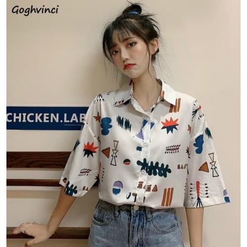 Shirts Women Cartoon Printed All-match Turn-down Collar Chic Loose Students Simple Korean Style Outwear Comfortable Elegant New