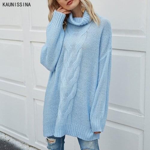 Knitted Turtleneck Sweater Women Casual Solid Log Pullover Autumn Winter Streetwear Women Sweaters And Pullovers S-XL Sizes