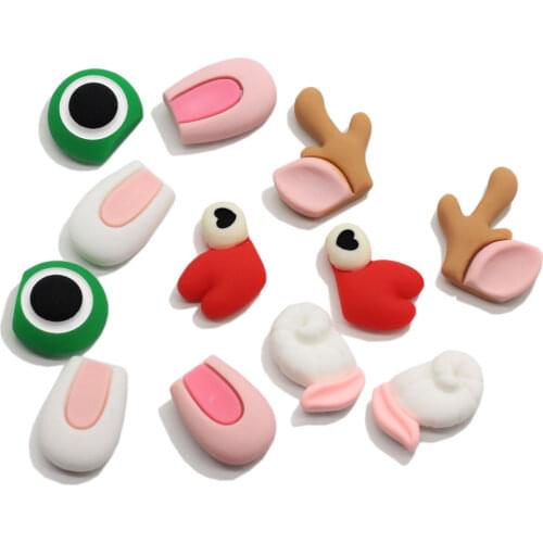 Animal Resin Cabochon Flat Back Ear Ornament Snail Shape Decorations Kawaii Animal Eye Charms for Children Hairpins
