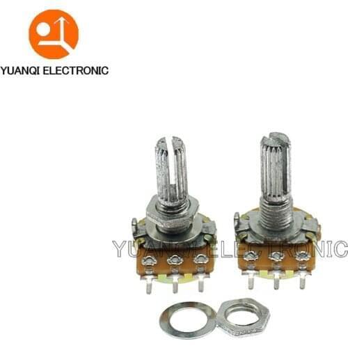 100pcs WH148 B1K B2K B5K B10K B20K B50K B100K B500K 3Pin 20mm Shaft Amplifier Dual Stereo Potentiometer 1K 2K 5K 10K 50K 100K 1M