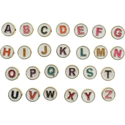 26pcs 10mm Straight hole Alphabet Letter Double Face Enamel Charms multicolour pendants For jewelry making Handmade craft XL624