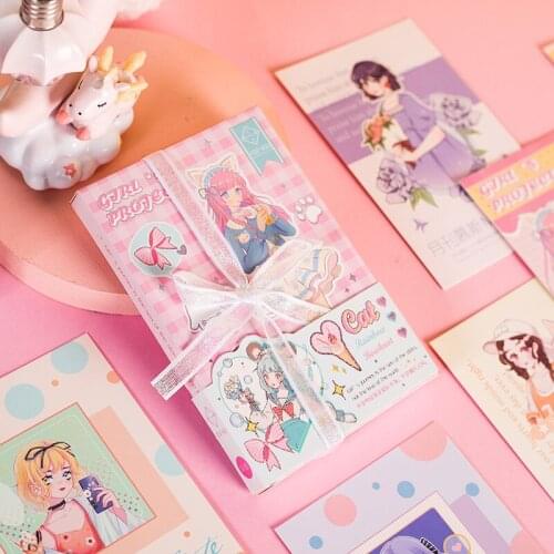 30 Pcs/Set Girls Dream Project Postcard DIY Cartoon Girl Greeting Cards Message Blessing Card Gift Stationery
