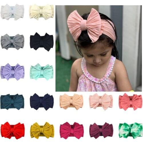 30Pcs/Set Winter 6.3Inch Large Knotted Jacquard Nylon Headbands Baby Girls Hair Bows Head Wraps Infants Toddlers Turban Hairband