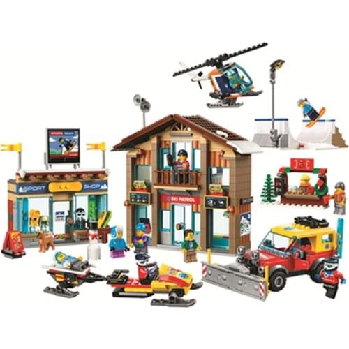 868pcs 11451 City Series Ski Resort 60203 Childrens Puzzle Assembled Building Block Toy Gifts
