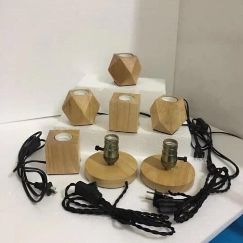 Diamond Bedside Lamp E27 Wooden Desk Lamp Modern Table Lamp Tafel Lamp for Bedroom/Living Room Home Decor EU US Plug Wooden Base