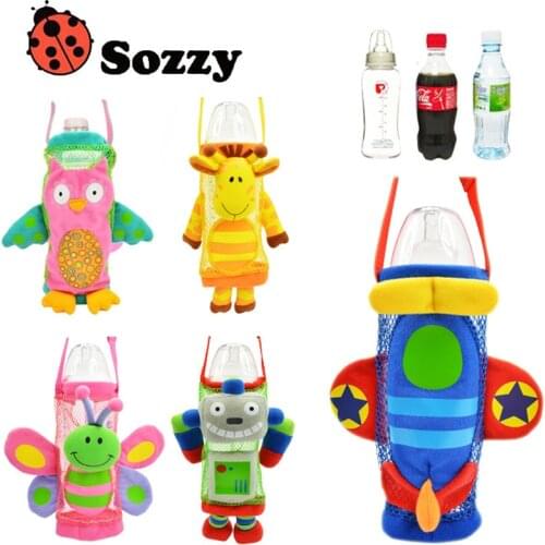 1pcs Sozzy Children water bottle handle bags Cartoon Feeder Lagging Baby Bottle Huggers Infant feeding bottle bag case