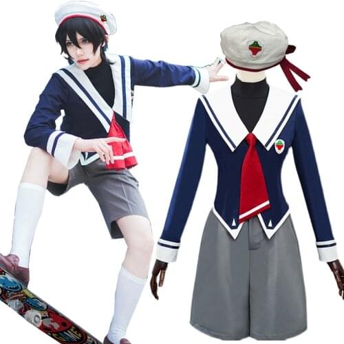 Anime Cosplay SK8 The Infinity Miya Navy Tops Shorts Hat Tie Sets Cosplay Costume Halloween SK Eight The Infinity Party Suit