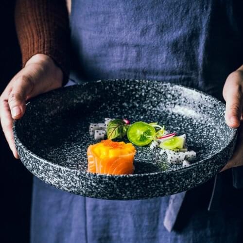 Nordic Creative Ceramic Round Deep Plate Large Capacity Salad Pasta Dish Household Kitchen Tableware Christmas Dinner Soup Plate