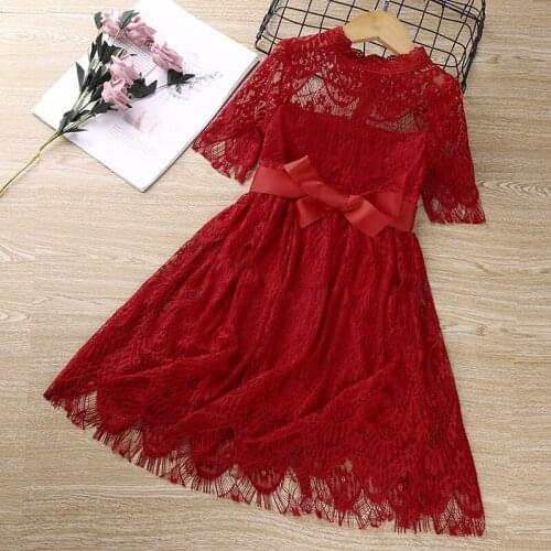 Girl solid color lace dress Girl solid color lace dress Girl fashion lace evening dress Girl lace princess dress