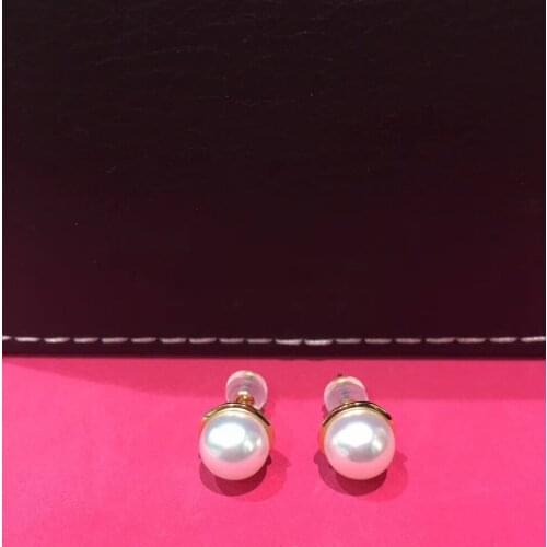 Simple style 8-8.5MM natural sea water pearl stud earring akoya 18K yellow gold fine women jewelry high quality free shipping