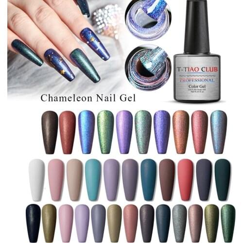T-TIAO CLUB Chameleon Holographic Gel Polish Starry Sparkle Glitter Soak Off UV Gel Varnish Nail Art Lacquer Enamel