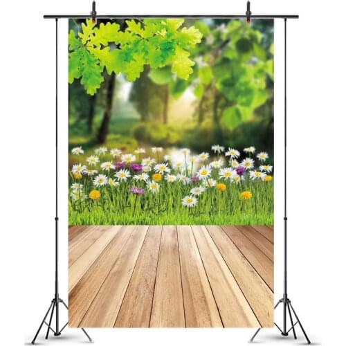 Spring Backdrop for Photography Easter Egg Wooden Floor Forest Flower Scenery Background Photo Studio Children Photoshoot Props