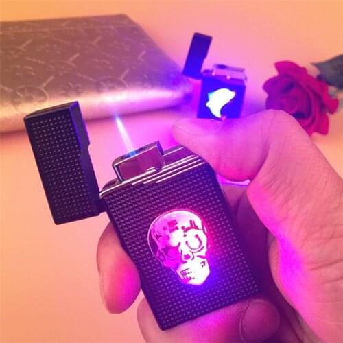 Colorful Glow Torch Turbo Lighter Butane Gas Pipe Jet Smoke Cigarette Lighter 1300 C Cigar Windproof Outdoor Blue Fire Lighter