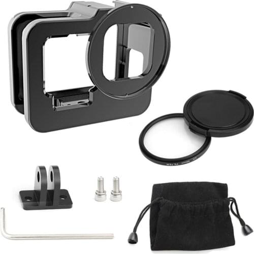 Metal Aluminum Protective Frame Case Cage for GoPro Hero 9 Black with 52mm CPL/Red/ND4/8/16/Star/10x Macro/Filter for go pro 9
