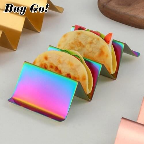 1/2PCS Taco Holders Wave Shape Stainless Steel Mexican Food Rack Pizza Tool Hot Dog Holder Stand Taco Rack Display Kitchen Tools