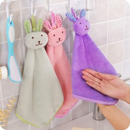 1pc Cartoon Towel Coral Fleece Towel Kitchen Absorbent Towel Washing Cloth Cleaning Cloth