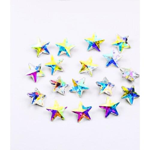 10Pcs Five-Pointed Star Nail Art Rhinestones Colorful Five-pointed Star Charms DIY Nail Stickers Nail Art Supply Accessories