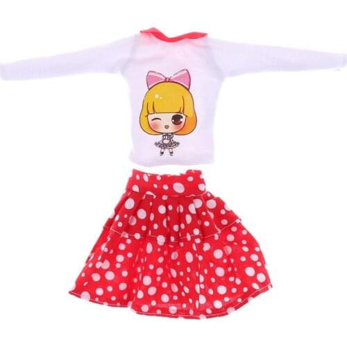 2PCS/set Dolls Clothes White Dots skirt Beautiful Sorts Handmade Fashion Party Dress For Doll Best Girls Gift Kids Toy