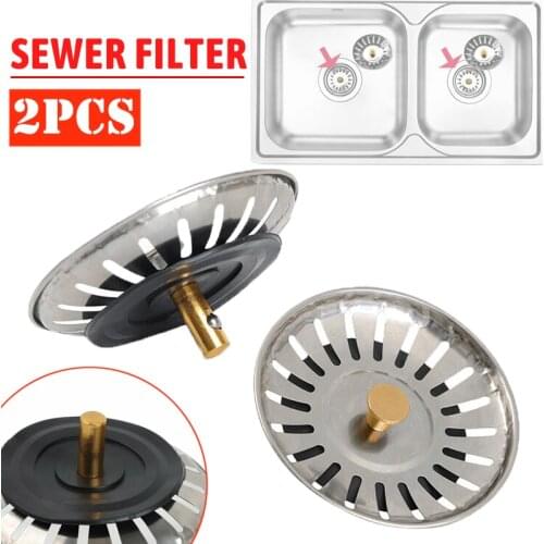 2Pcs Stainless Steel Kitchen Sink Strainer Waste Plug Sink Filter Bathroom Sinks Strainers 78mm Drainer Replacement Accessories